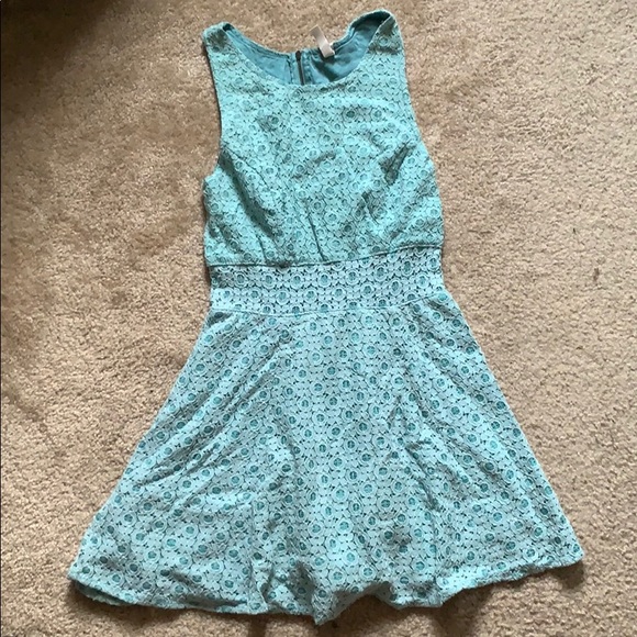 Mudd Dresses & Skirts - Blue lace overlay mini skater dress